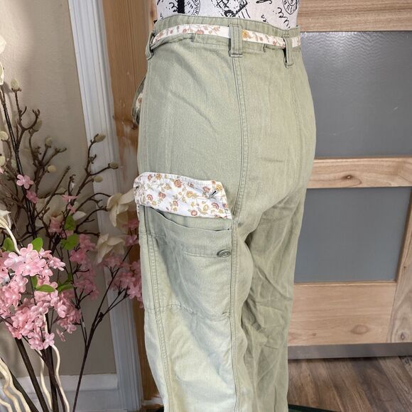 Abercrombie and Fitch Pants Womens Large Green Wide Cargo Leg Coastal Floral - Picture 14 of 15